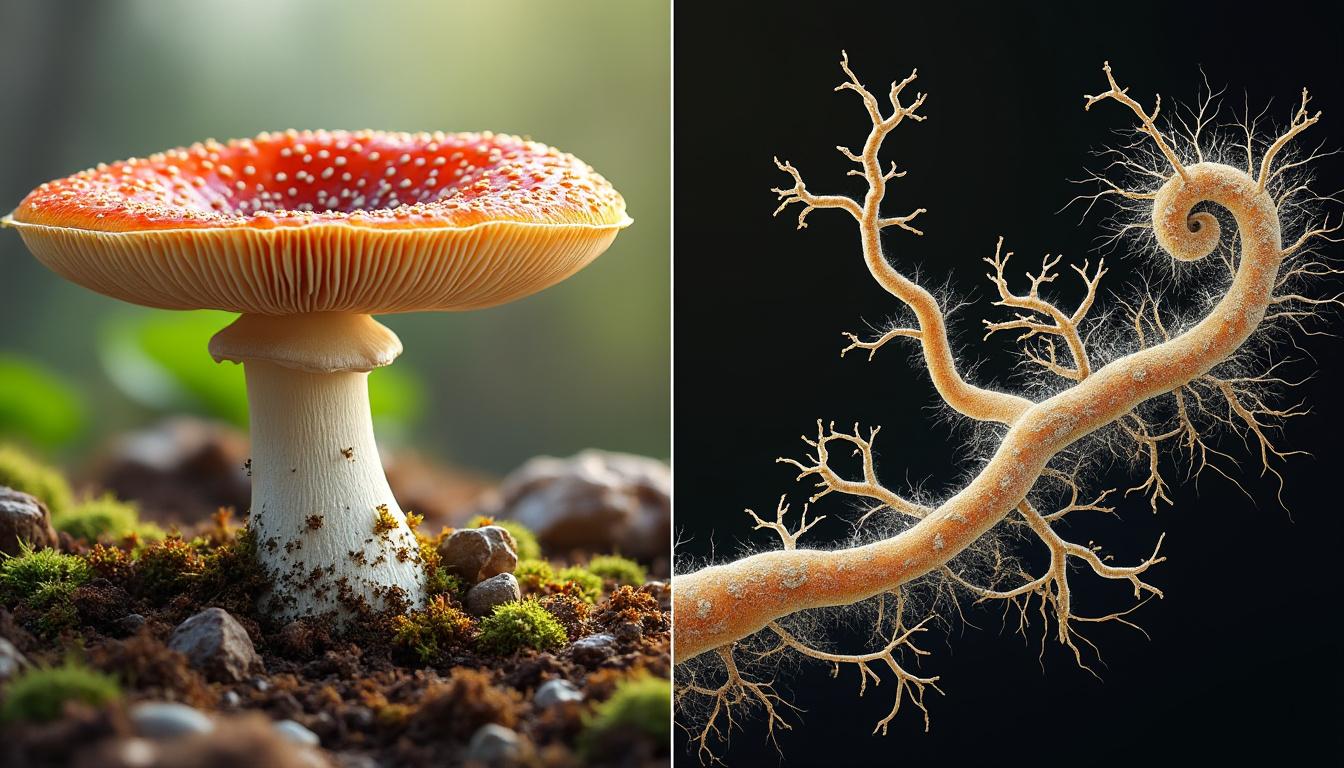 découvrez la différence entre le corps fructifère et le mycélium, deux parties essentielles des champignons, et comprenez leur rôle dans leur cycle de vie.